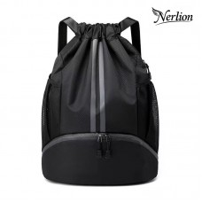 Drawstring Sports Backpack for Gym Tennis Basketball Lightweight Storage with Shoe Compartment
