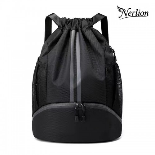 Drawstring Sports Backpack for Gym Tennis Basketball Lightweight Storage with Shoe Compartment